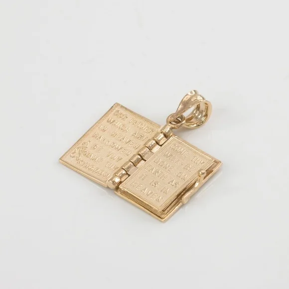 Gorgeous Solid 14k Yellow Gold 3D Bible Pendant Necklace 💛 🙏 - Picture 3 of 8